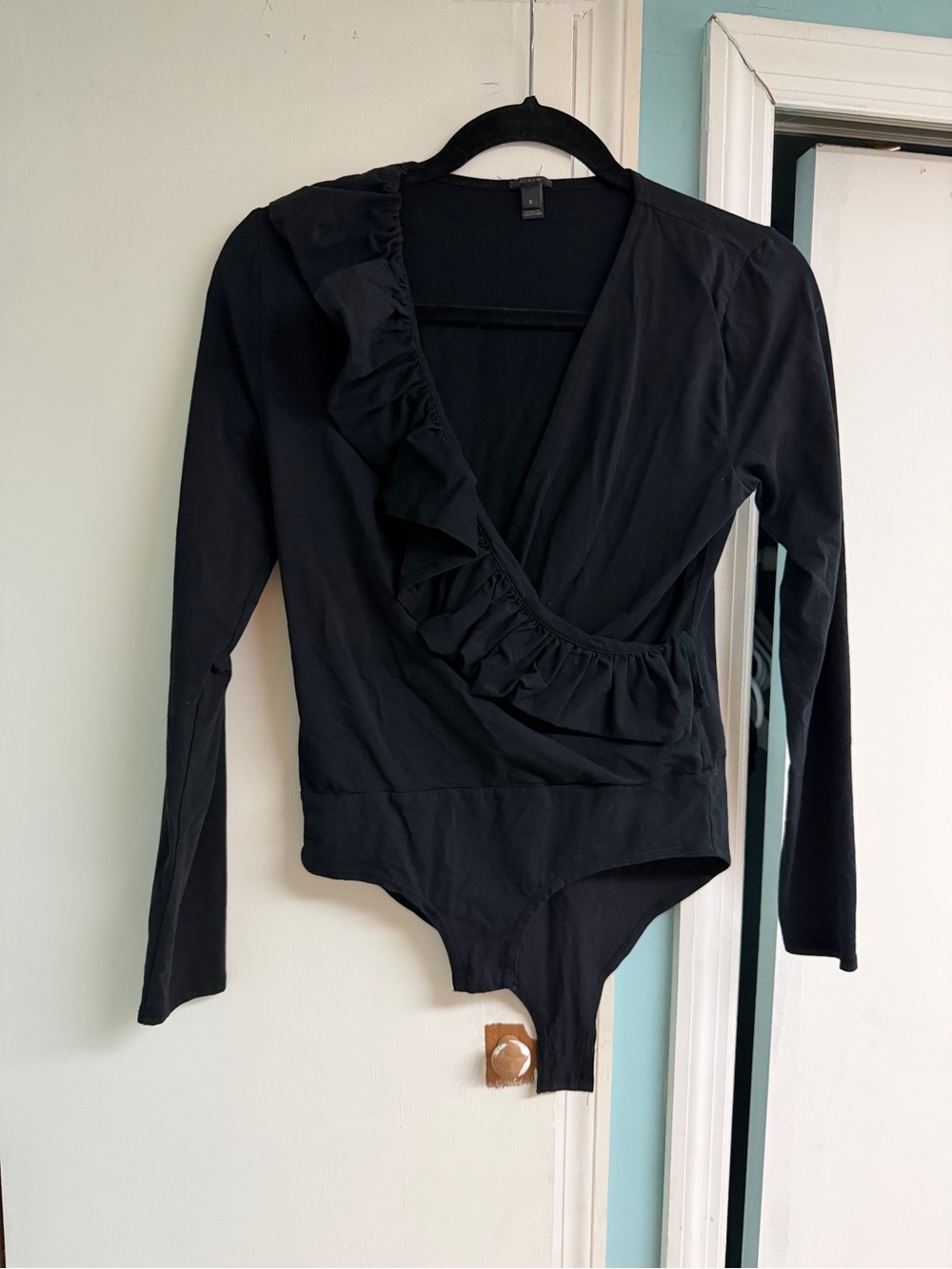Black Ruffle Wrap Bodysuit